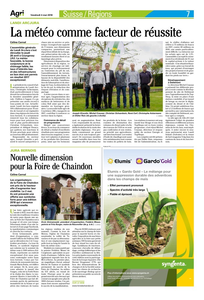 thumbnail of Le journal Agri du 4 mai 2018