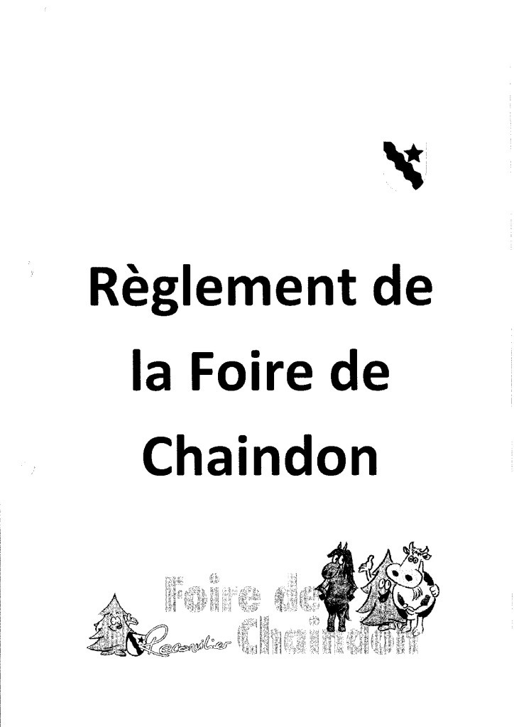 Règlement foire de Chaindon