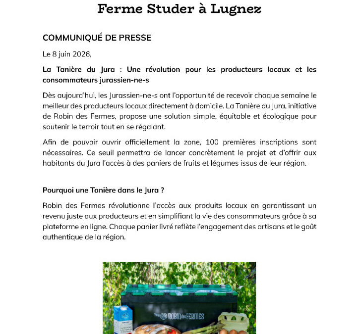 Lancement de Robin des Fermes