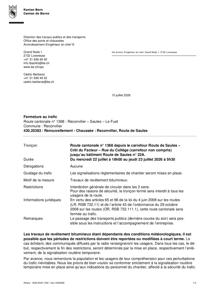 thumbnail of Restriction circulation Publication fermeture Etape 1-2026